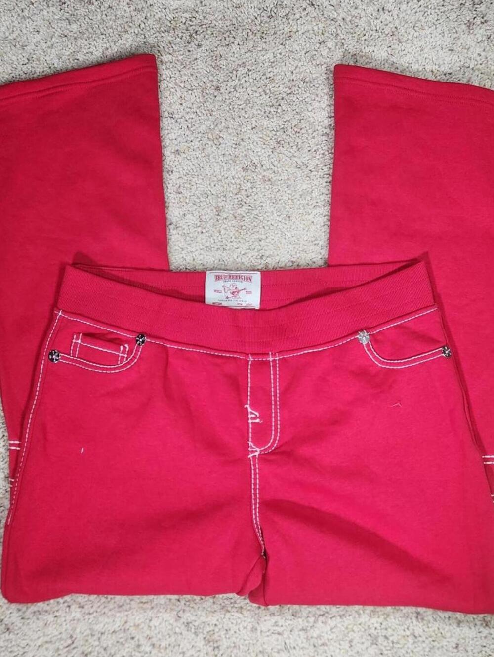 NEW True Religion Pull-On Flare Jeans Red Anniversary XL